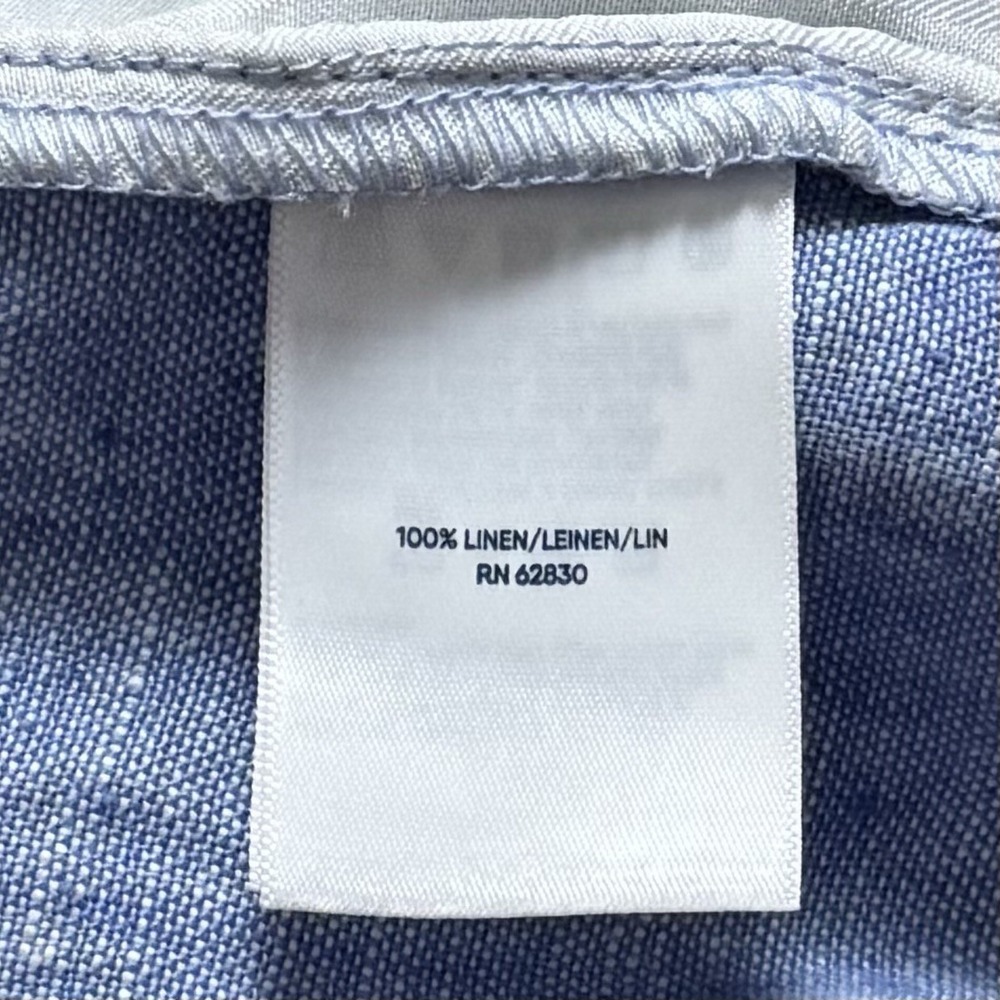 Lands' End Blue 100% Linen Button Front‎ Midi A-Line Skirt Coastal Prairie 12 - Picture 8 of 10